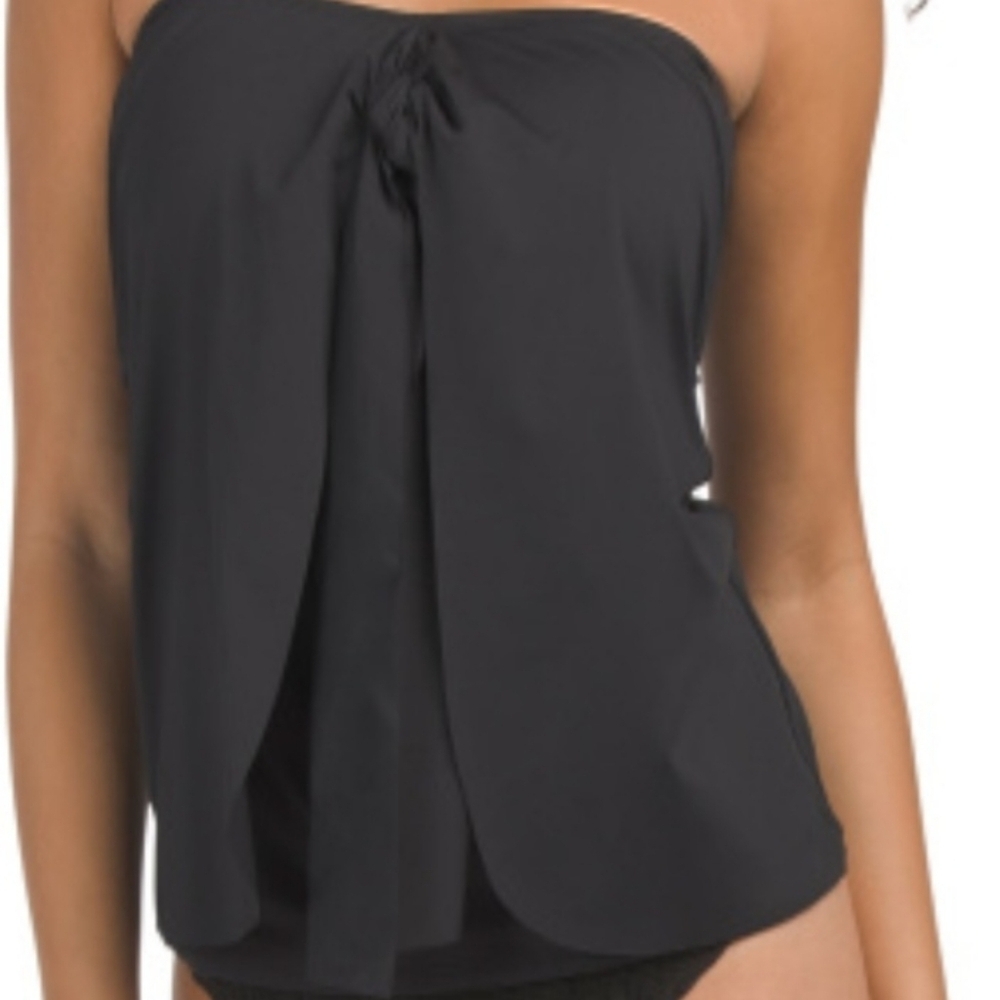 Tommy Bahama Women's Black Pearl Sarong Wrap Front Top Swimwear Size X-Small